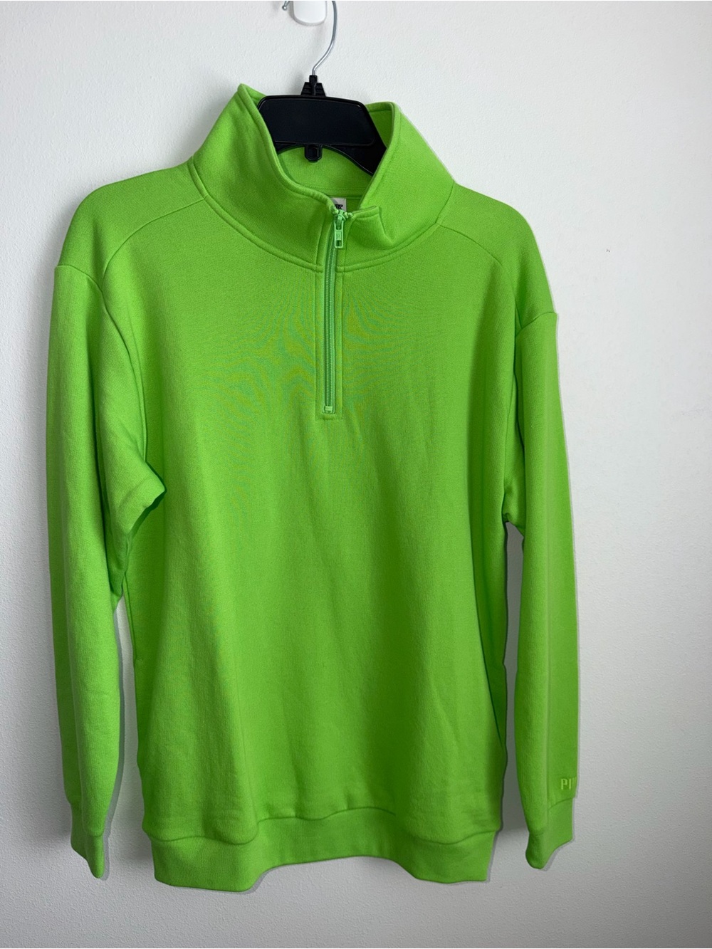 PINK Victoria's Secret Neon Green Quarter-Zip Pullover
